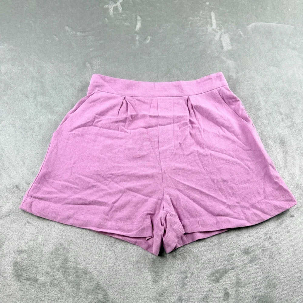 Altar'd State Pink Linen Blend Pleated Shorts Women's Small Lilac